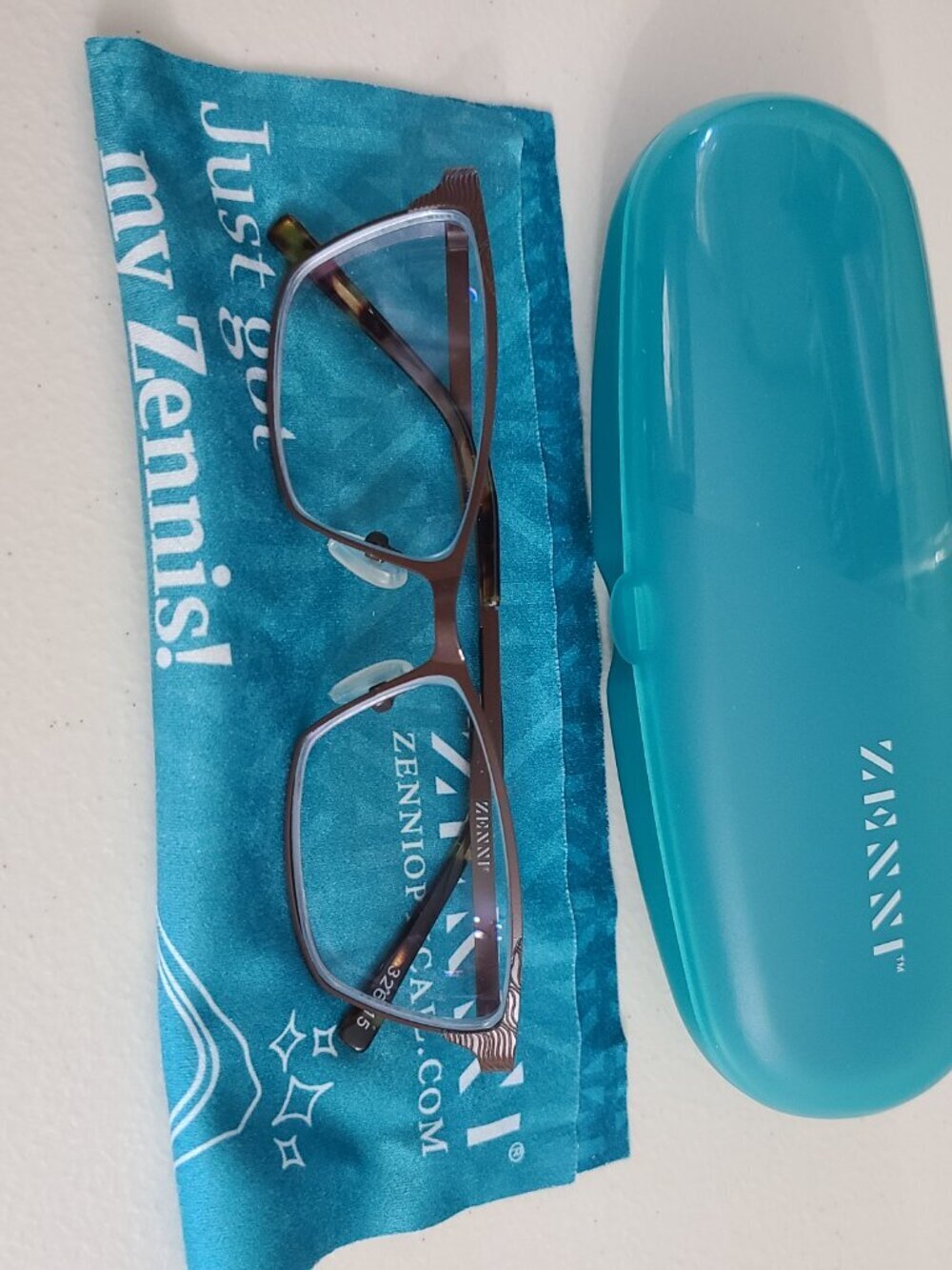 Zenni Eyeglass Frames Brown Rectangle Full Metal Rim with Case Size 51-16-135